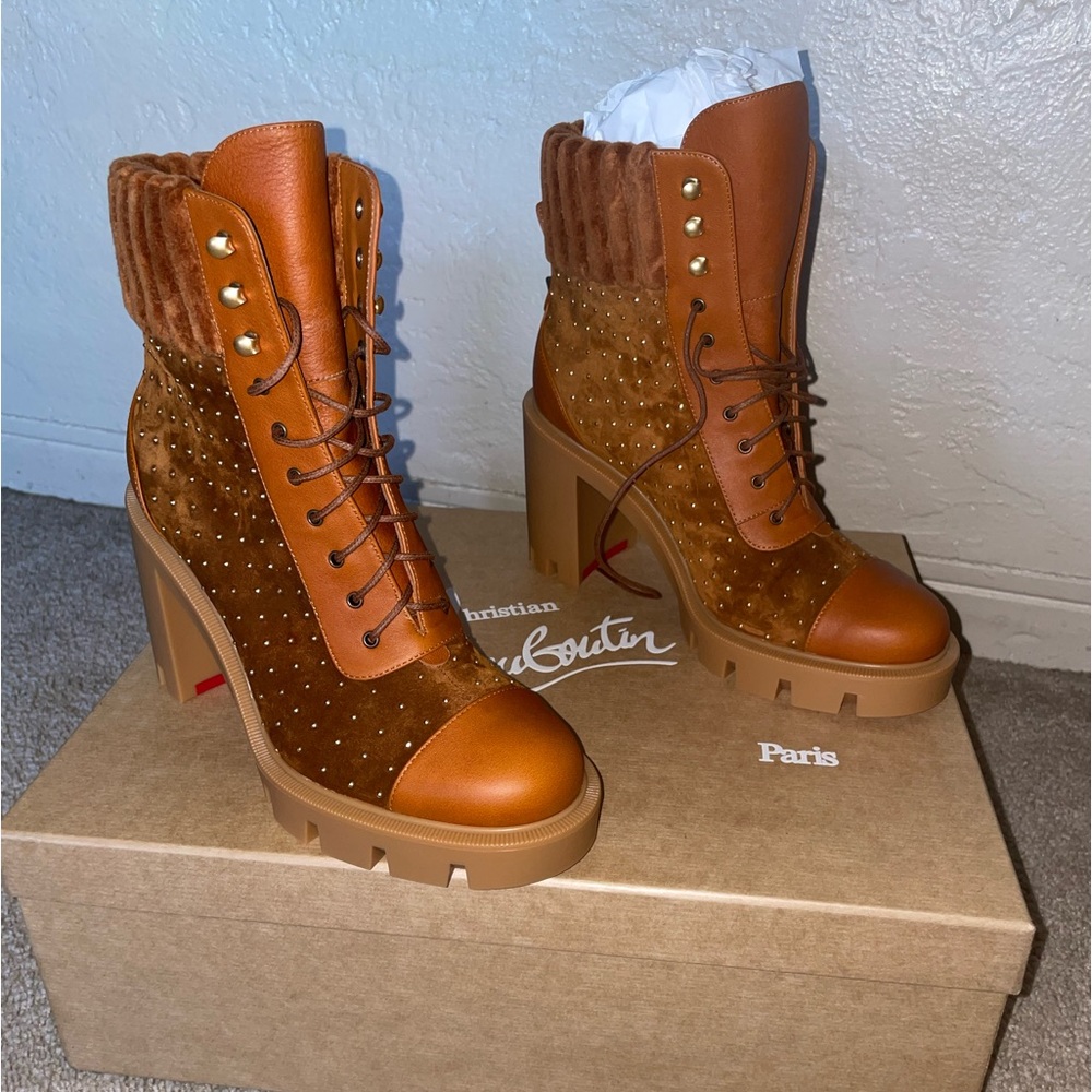 Christian Louboutin Dakita Lug 70 Leather Ankle Boot Women